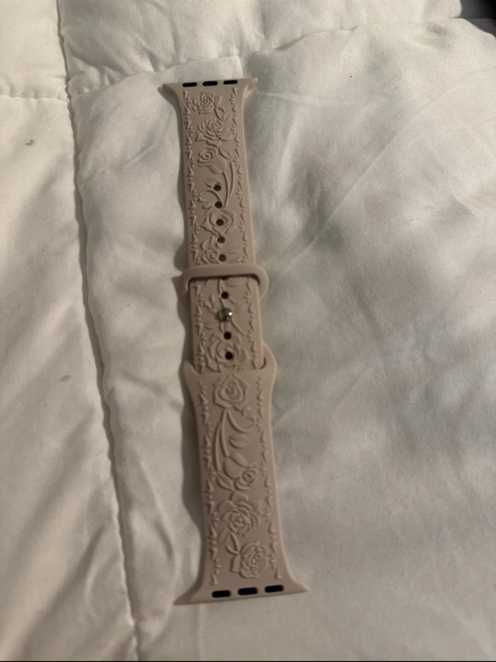 Floral Silicone Apple Watch Band - Blush and plaid 44mm